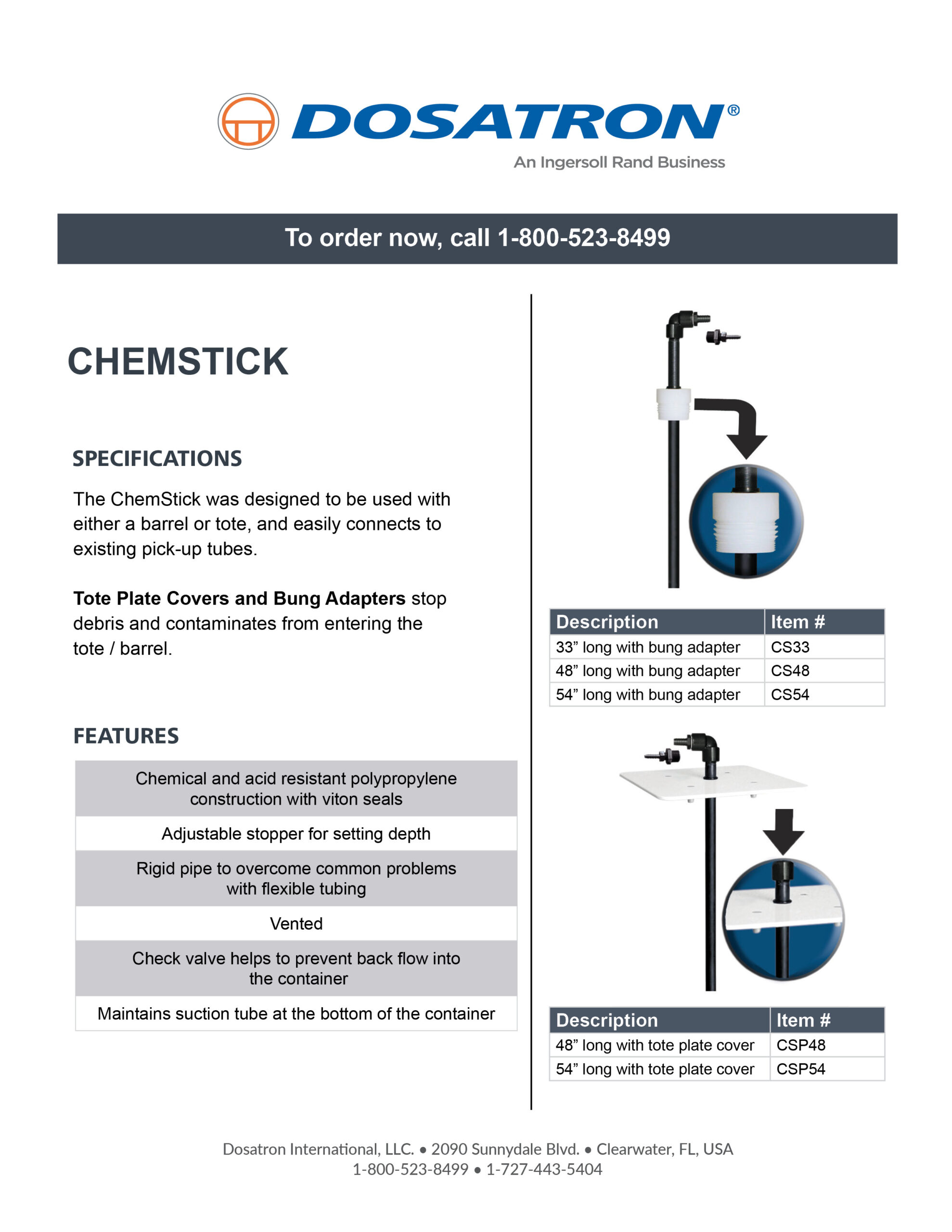 ChemStick Specifications