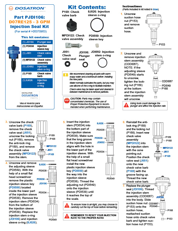 Seal Kit Instructions for all versions