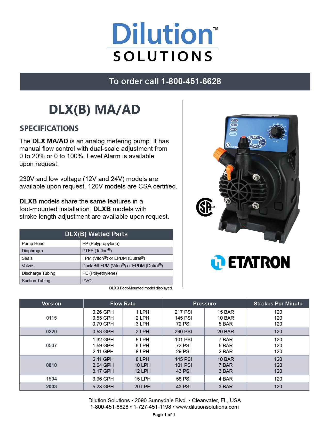 Specification Sheet