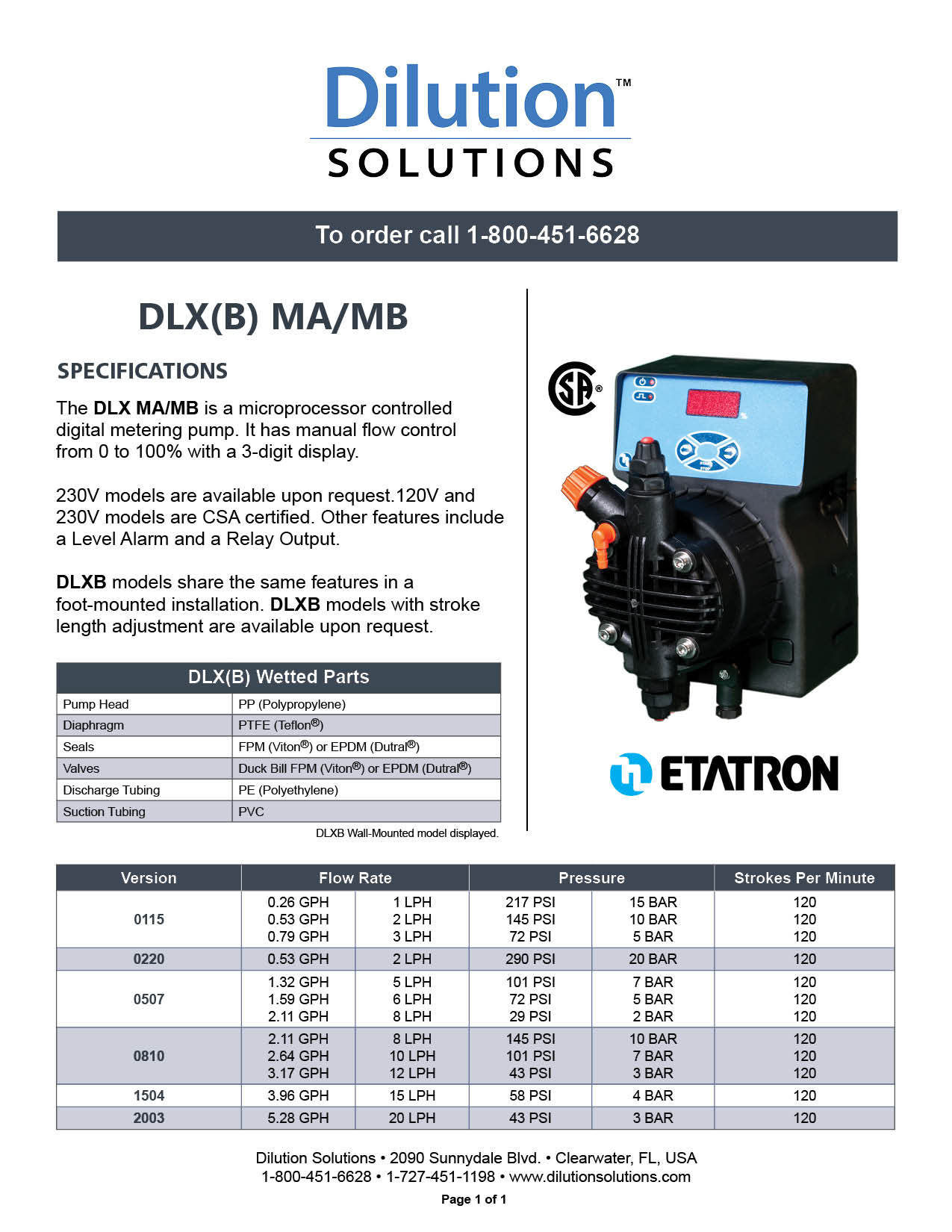 Specification Sheet