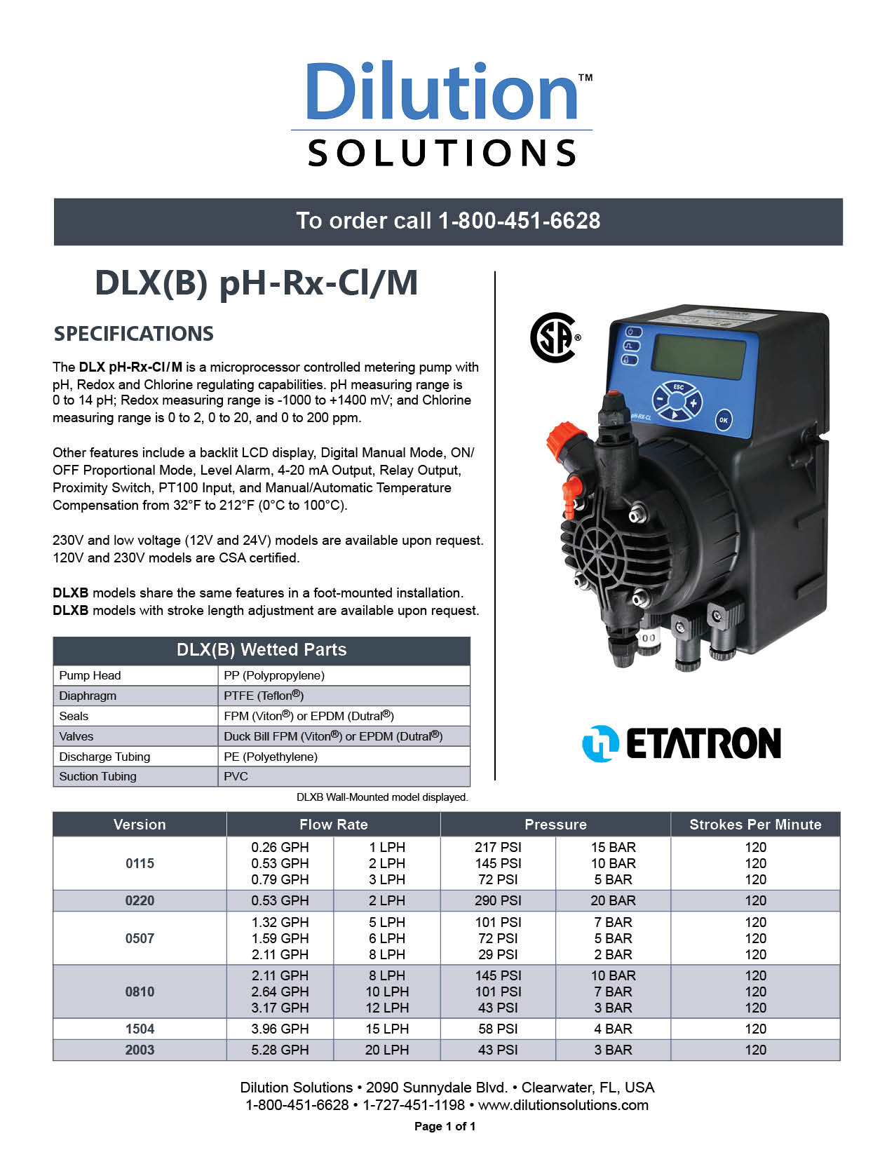 Specification Sheet
