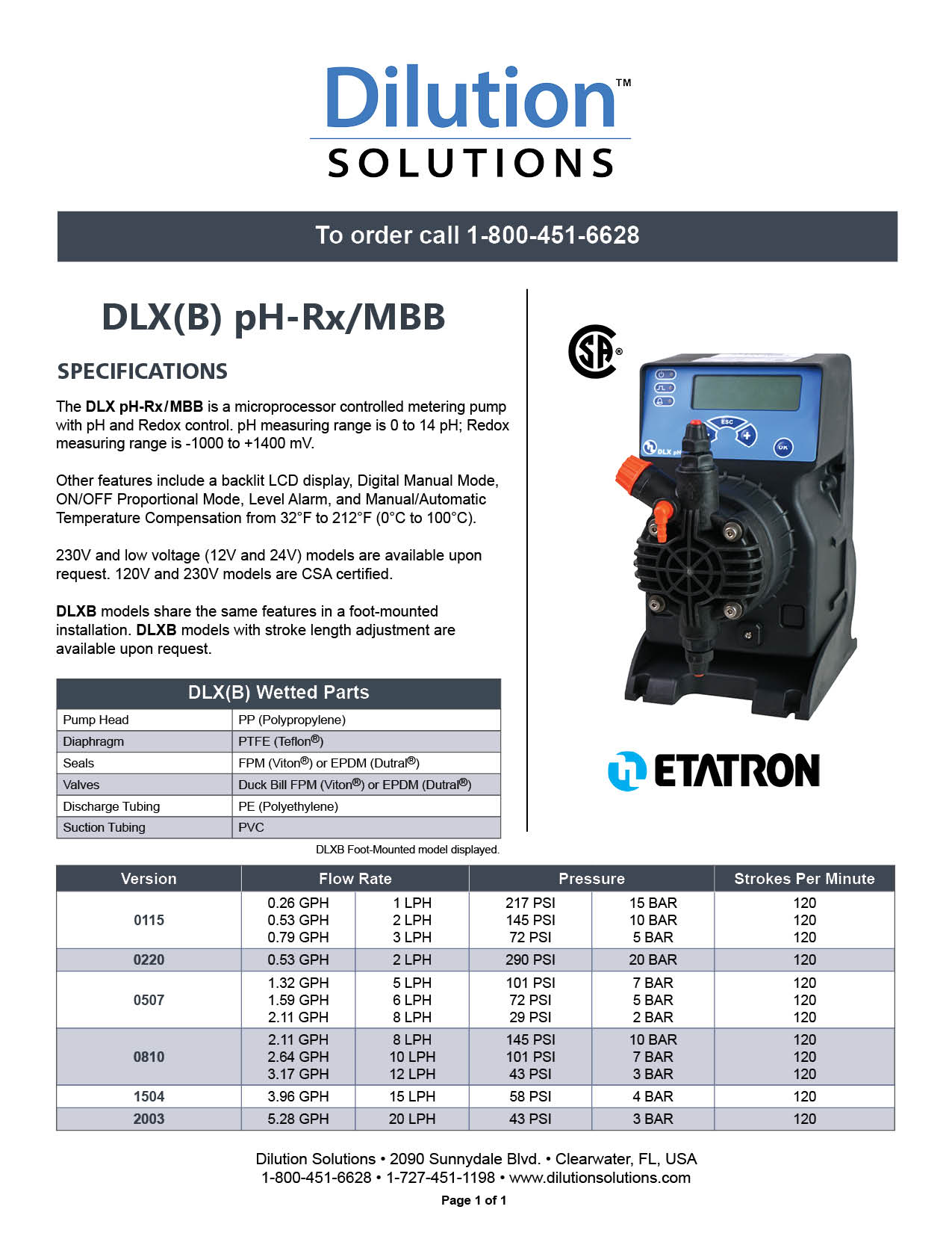 Specification Sheet