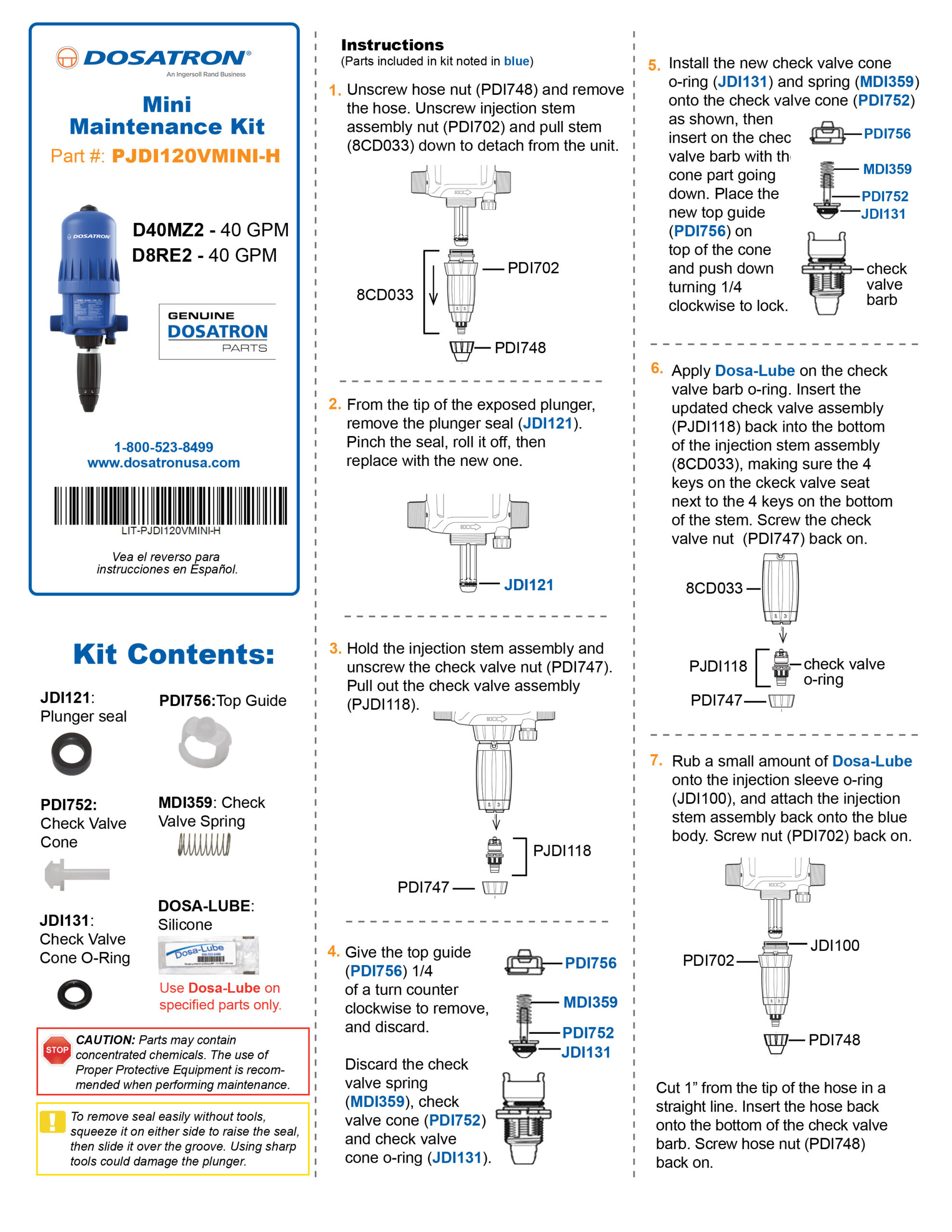 Mini Maintenance Kit Instructions