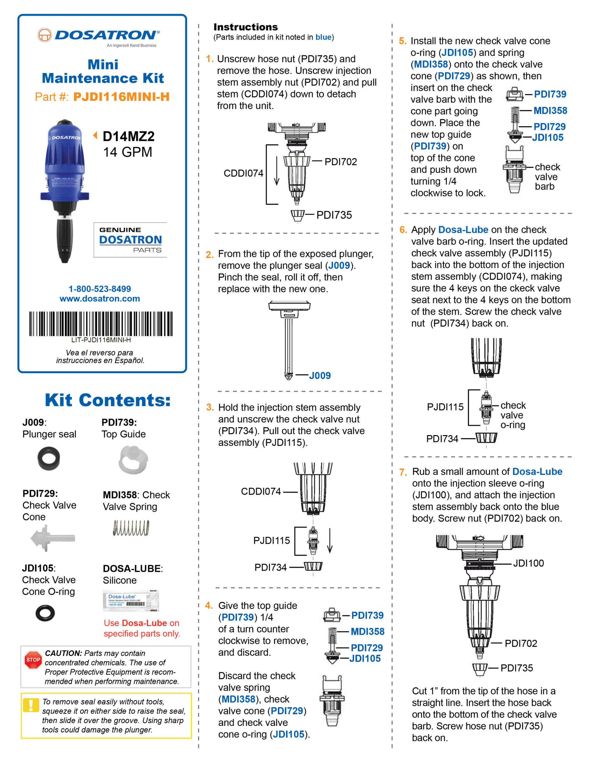 Mini Maintenance Kit Instructions