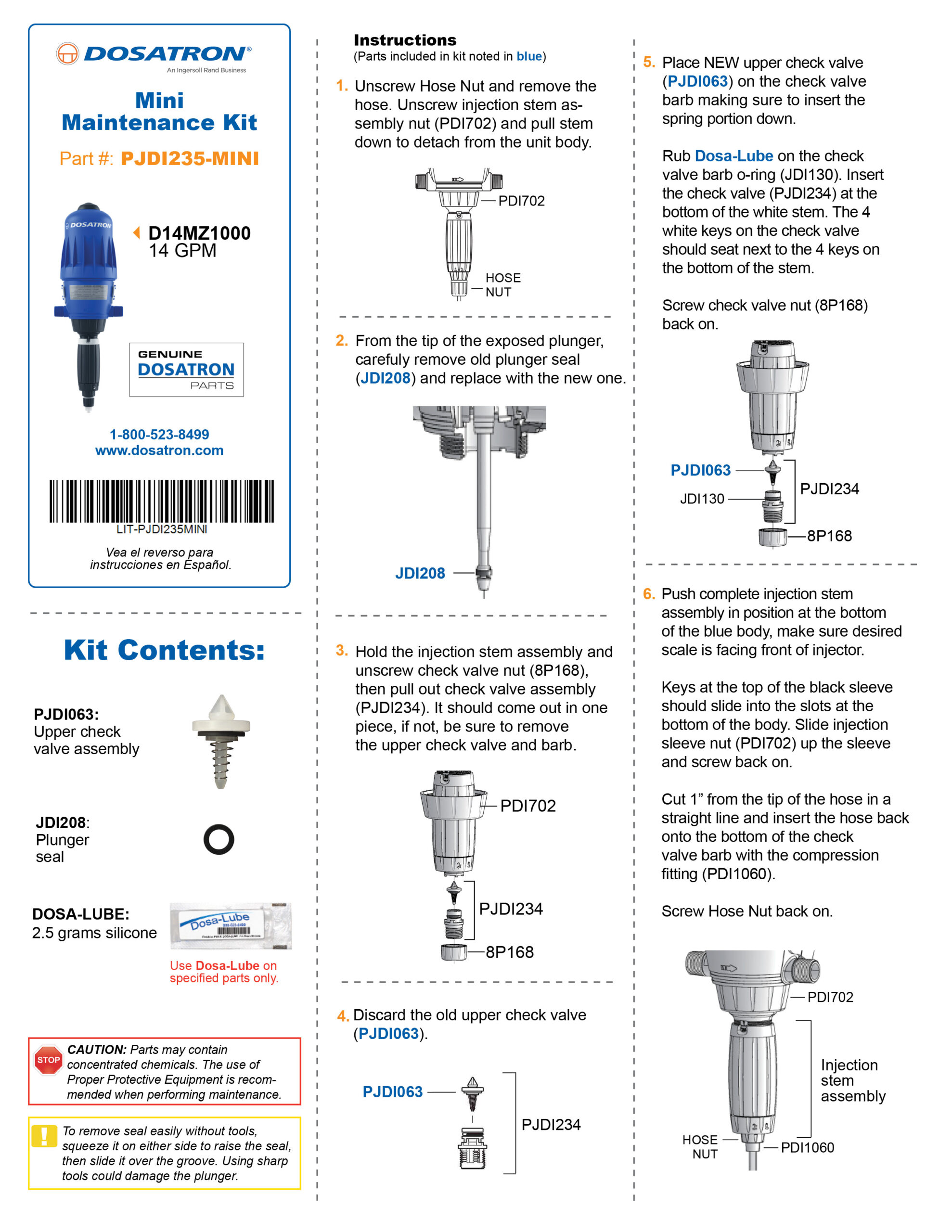 Mini-Maintenance Kit Instructions