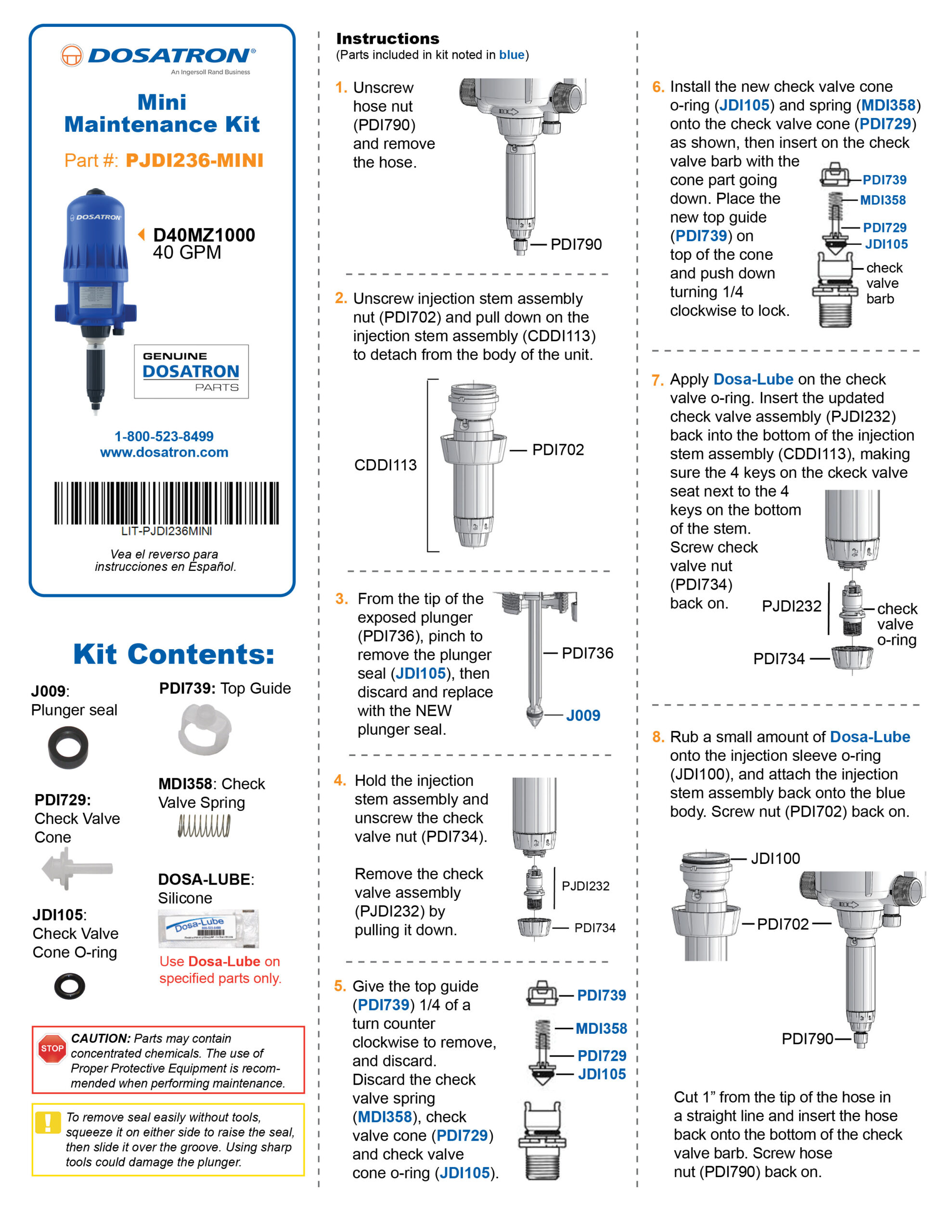 Mini-Maintenance Kit Instructions