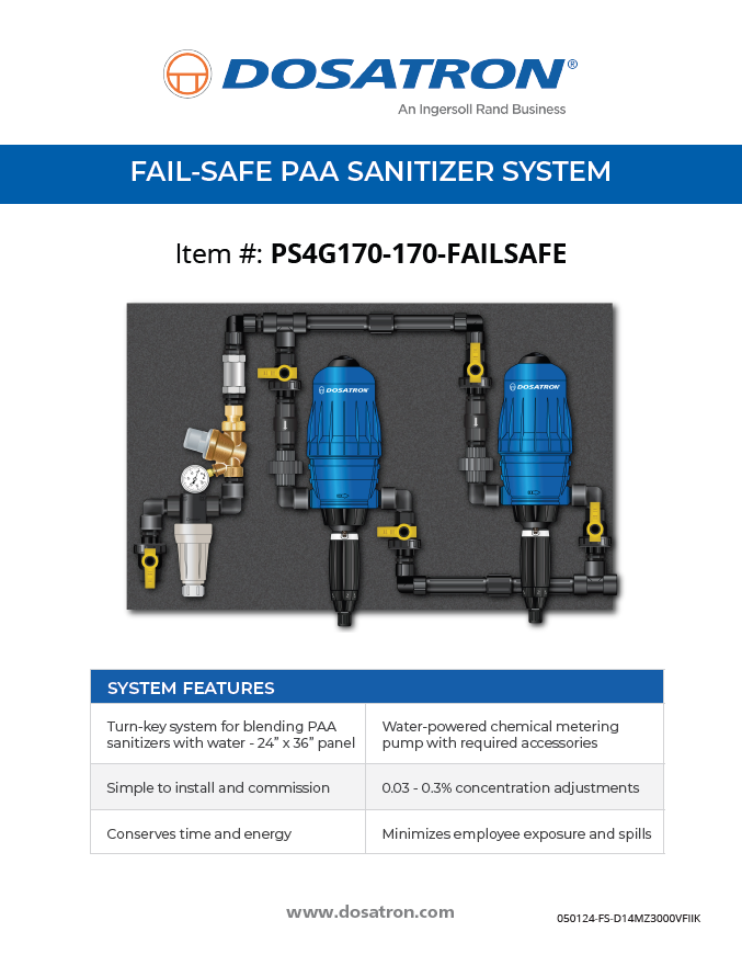 FAIL-SAFE PAA SANITIZER SYSTEM