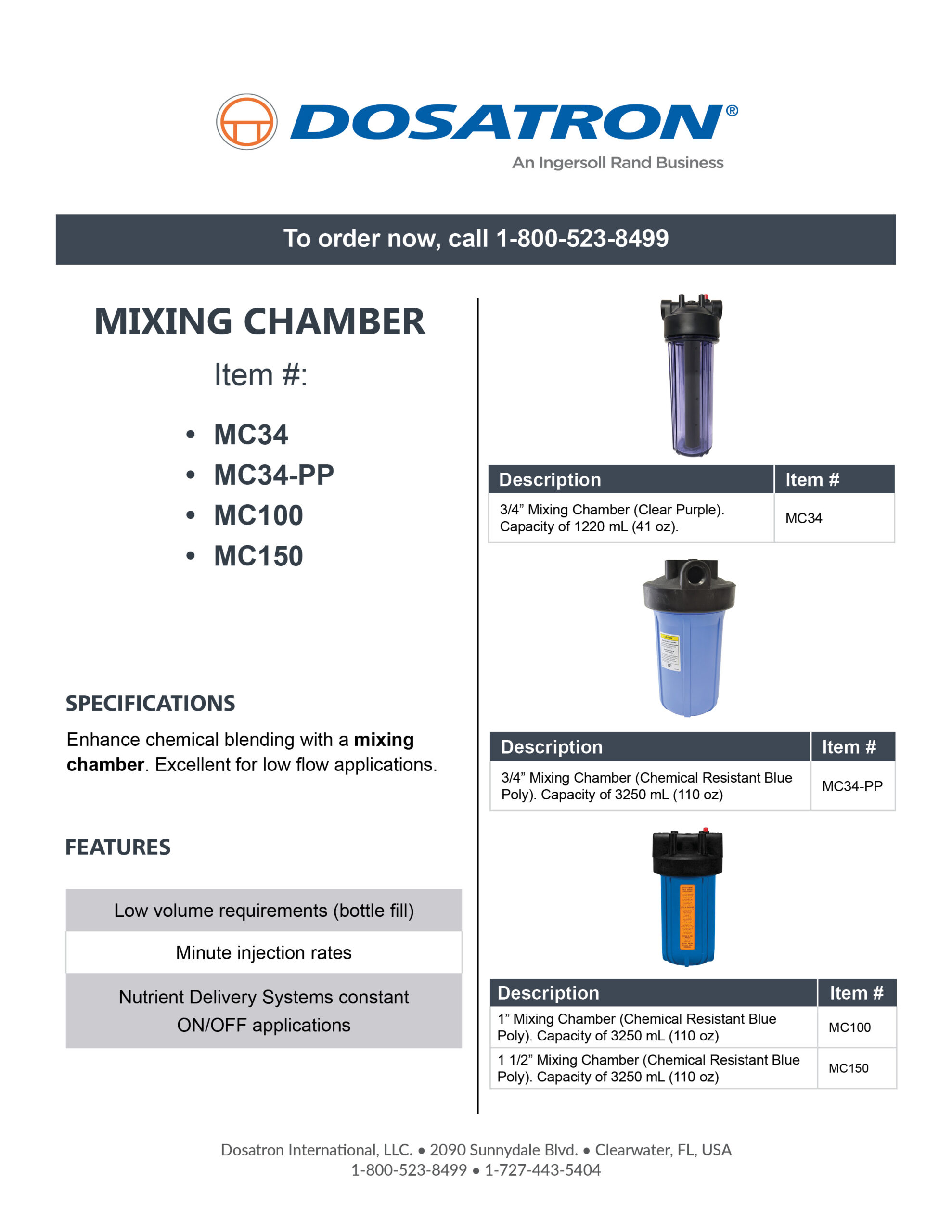 Mixing Chamber Specifications