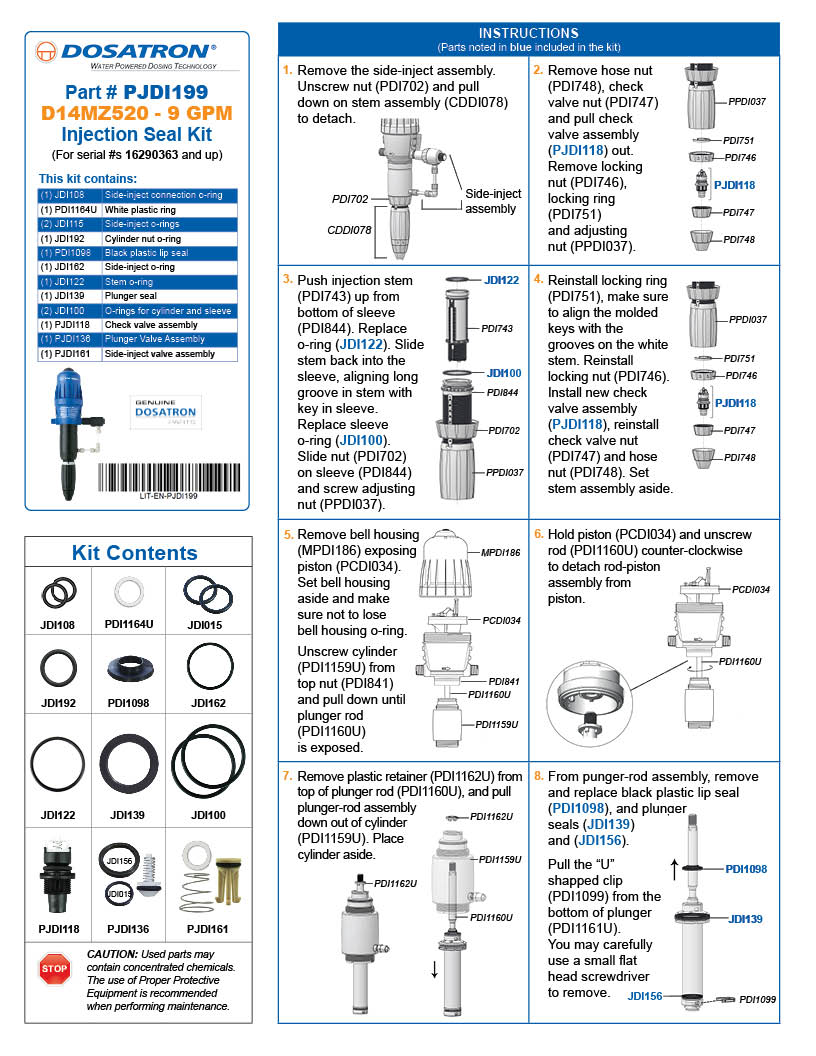 Seal Kit Instructions (Serial Numbers 16290363 and Up)